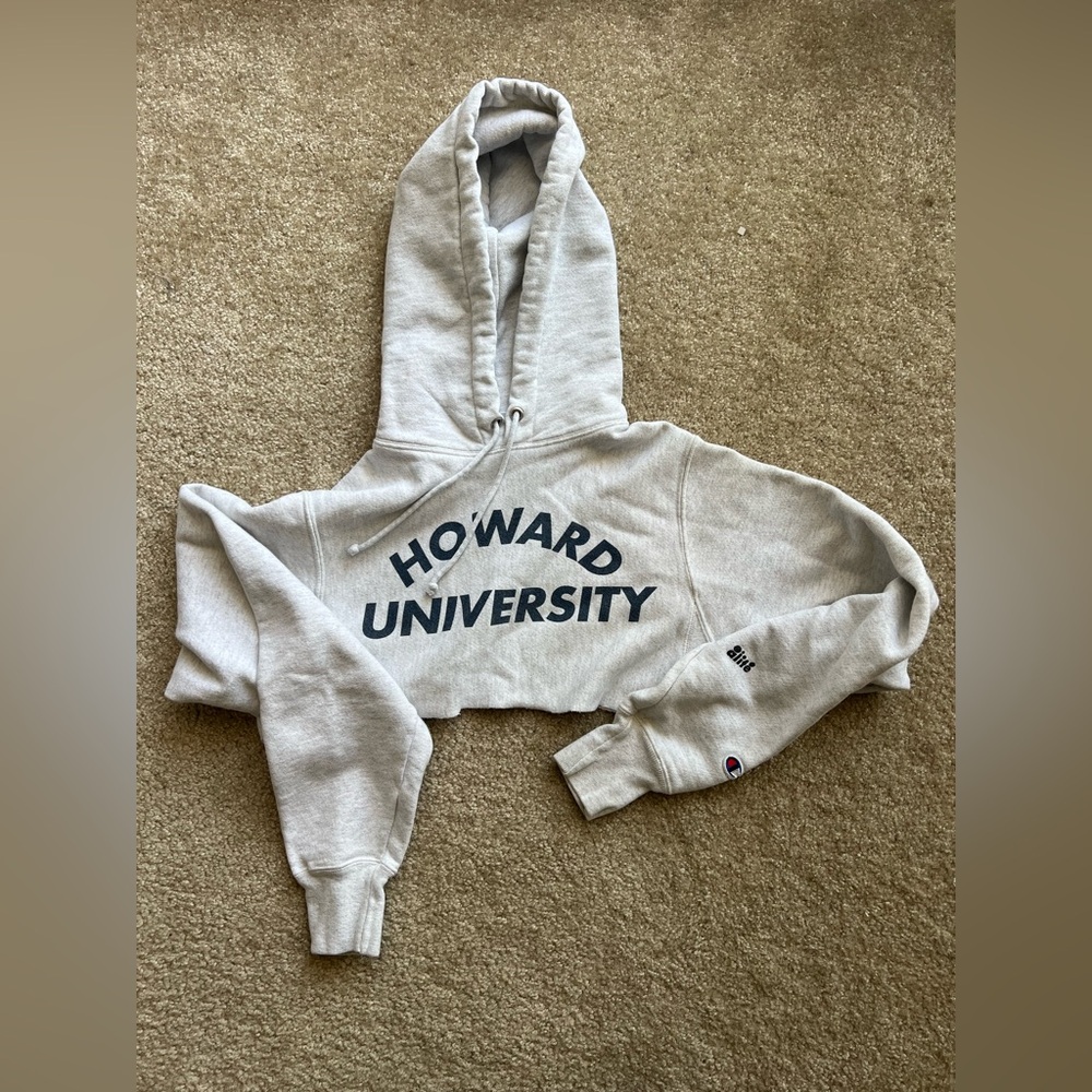 Champion Gray Howard University Women's Cropped Hoodie